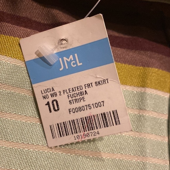 J. McLaughlin Skirt NWT Lucia Pleated Striped Fuchsia Size 10 - Picture 4 of 8